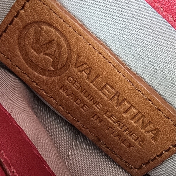 Valentina Italia Genuine Leather Red Crossbody Bag Made in Italy Gold Hardware - Picture 9 of 16